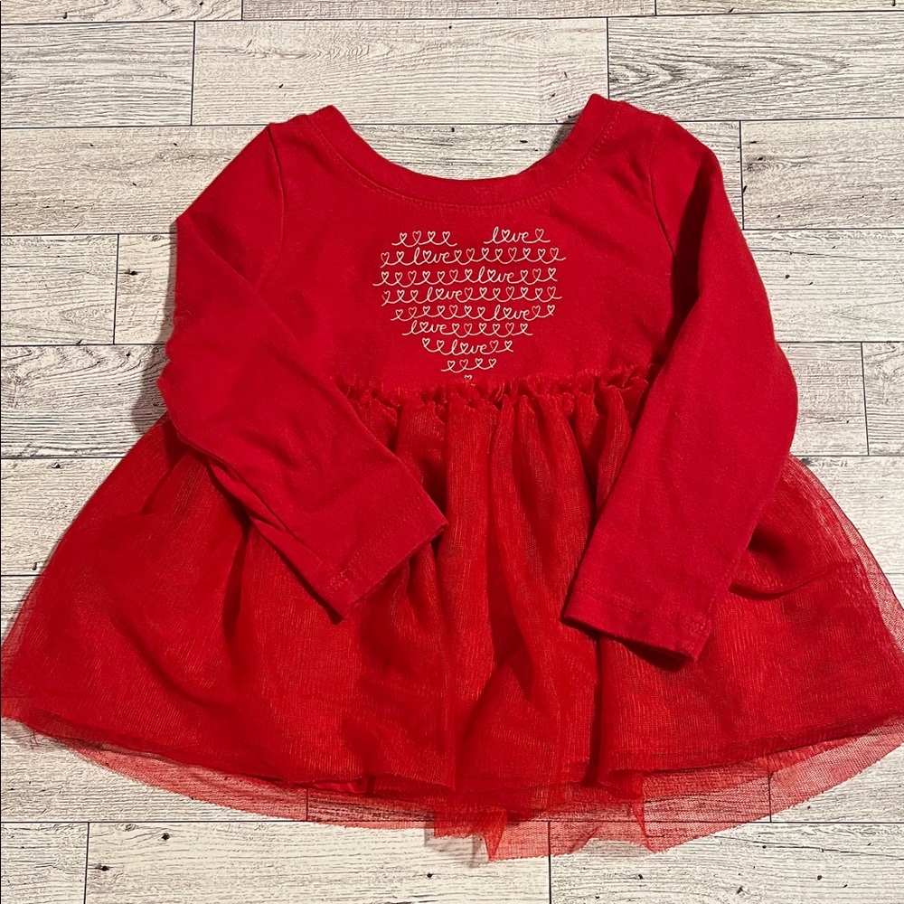 Cat & Jack Red Tulle “Love” Top Size 18 Months